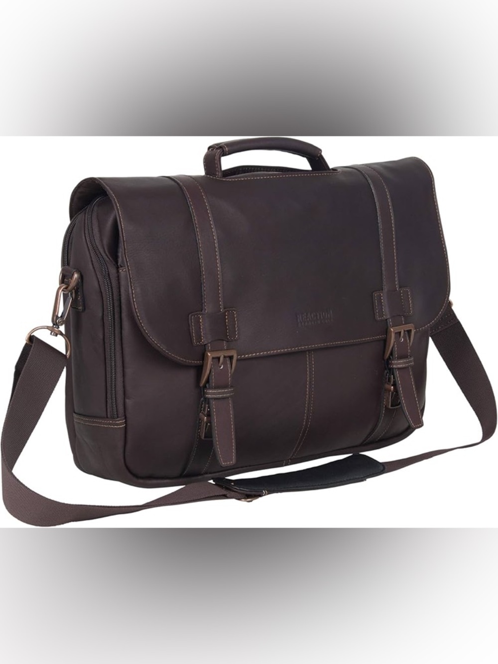 Kenneth Cole Chocolate Brown Leather Messenger Satchel